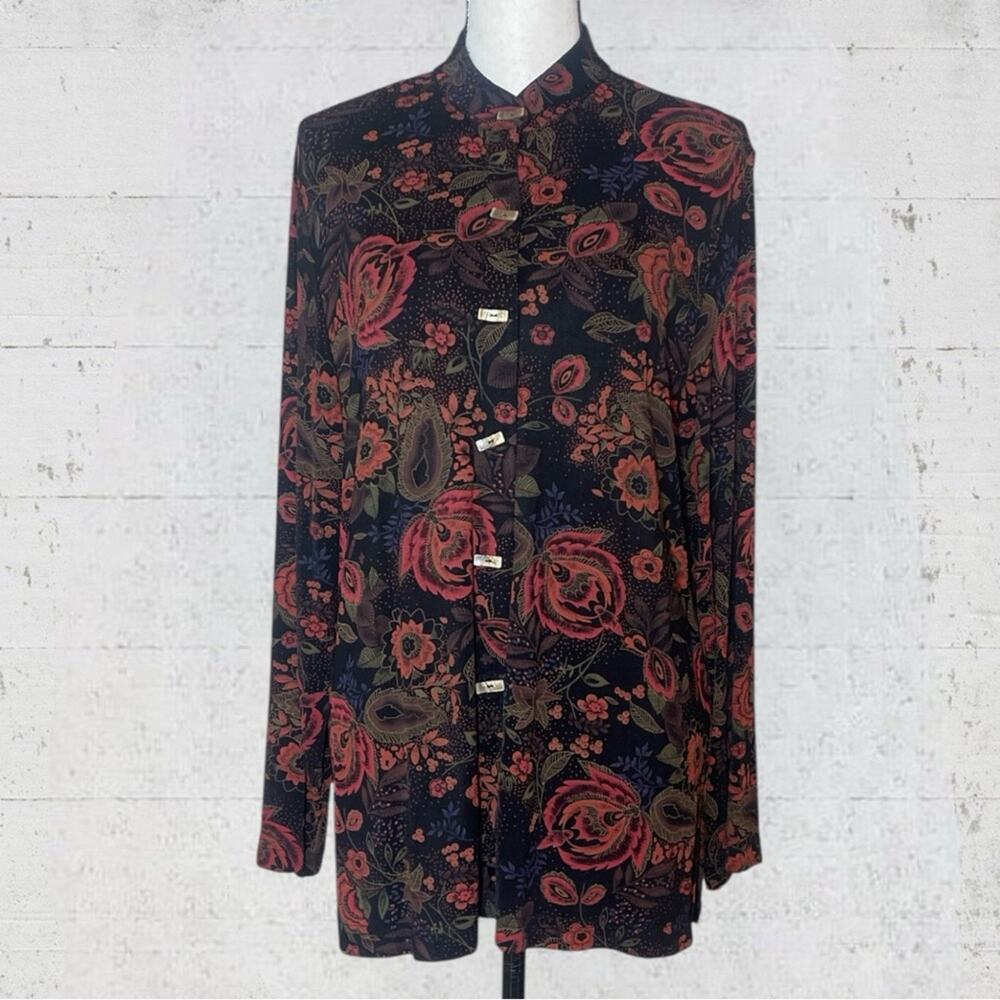 VTG Coldwater Creek Size S Bohemian Earthy Slinky Knit Blouse Dark Cottagecore